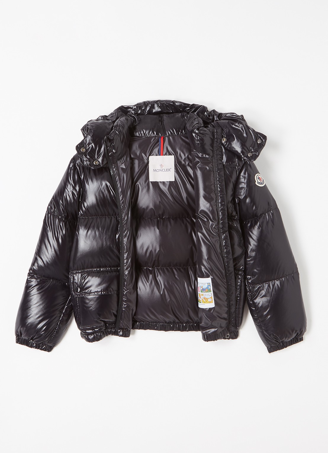 Moncler Abbaye gewatteerde jas met afneembaar capuchon - voorkant 2 zwart