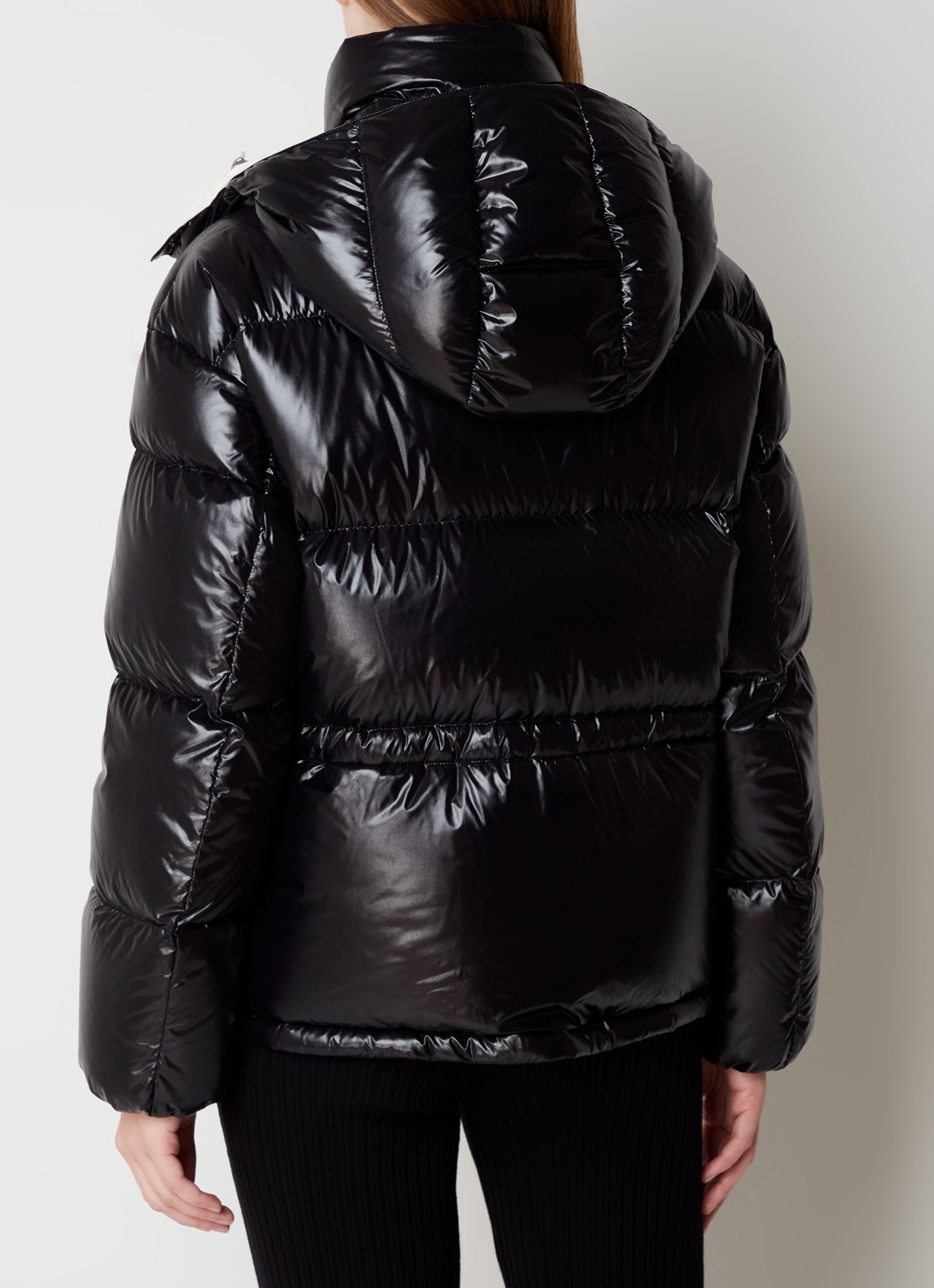 Moncler Abbaye puffer jack met donsvulling en logoborduring - achterkant 3 zwart