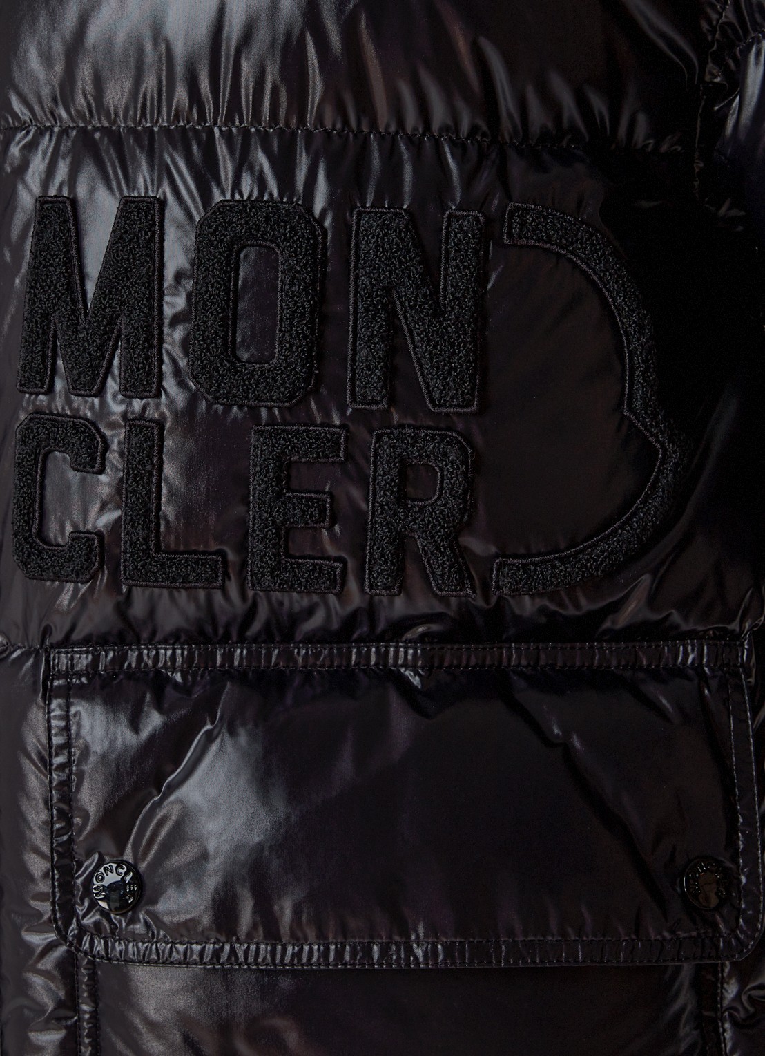 Moncler Abbaye puffer jack met donsvulling en logoborduring - detail 6 zwart
