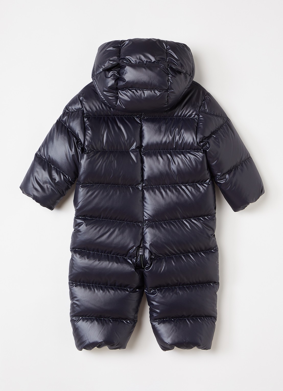 Moncler Alanie gewatteerd babypak met donsvulling - voorkant 2 donkerblauw