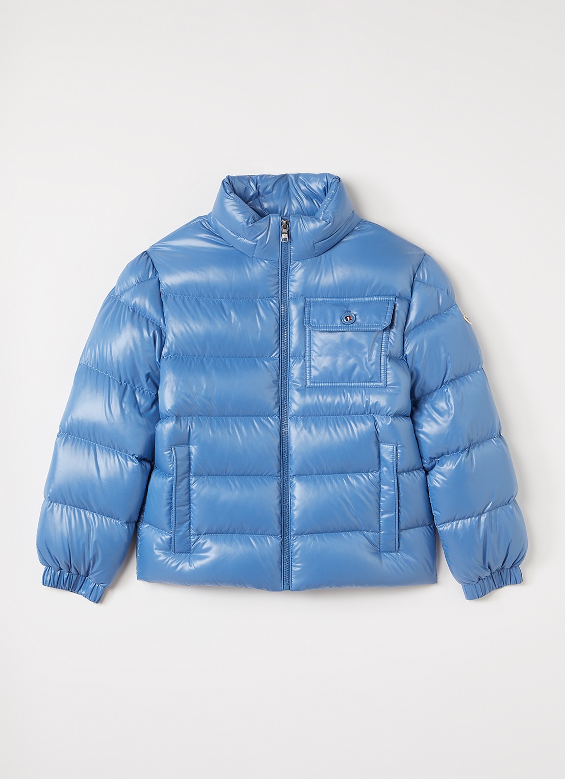 Moncler Alaxios pufferjack met donsvulling en steekzakken - voorkant 2 lichtblauw