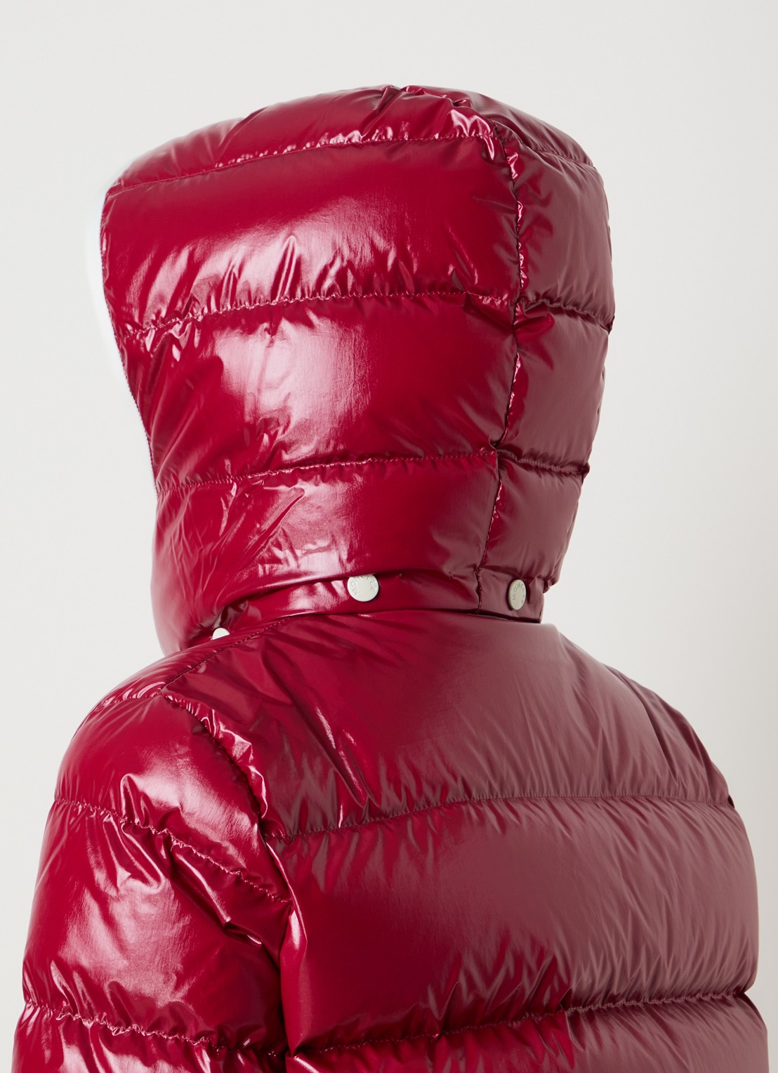 Moncler Andro pufferjack met donsvulling en afneembare capuchon - detail 6 kersenrood