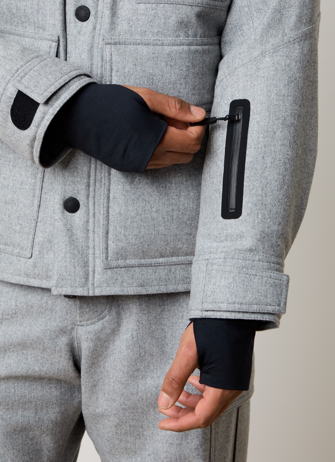 Moncler Antuco ski-jas van scheerwol met donsvulling en uitneembare voering - detail 5 grijs
