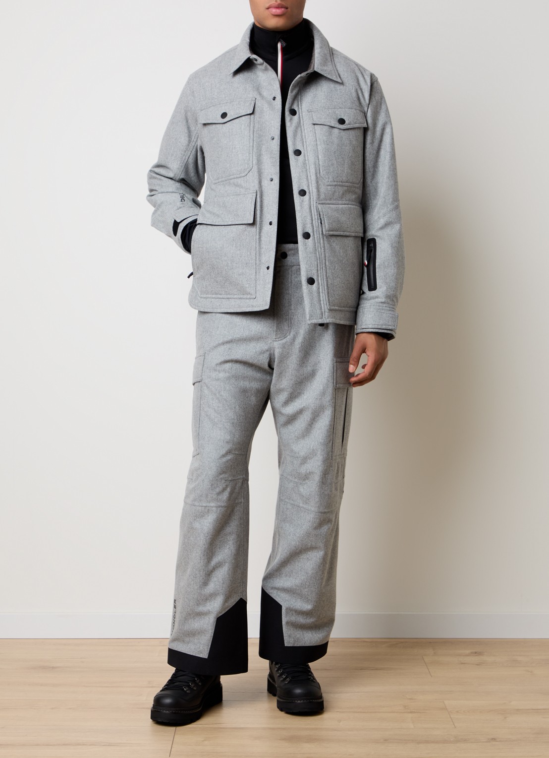 Moncler Antuco ski-jas van scheerwol met donsvulling en uitneembare voering - voorkant 2 grijs