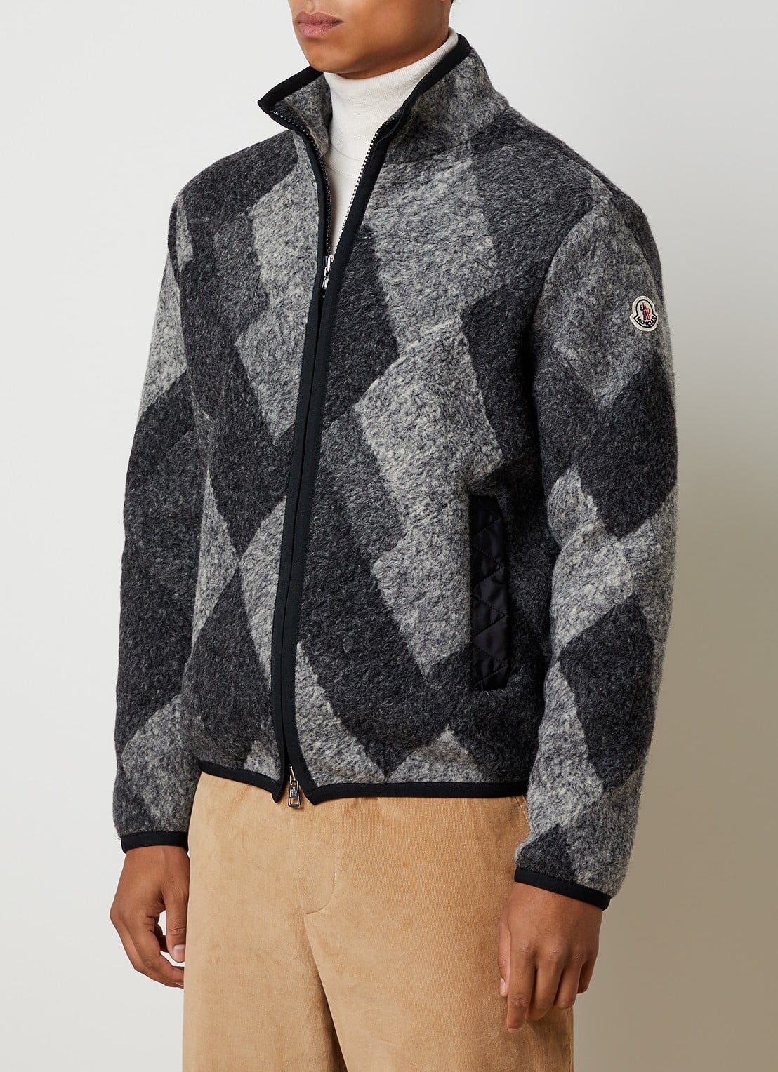 Moncler Argyle jack in wolblend met ritszakken - detail 4 antraciet