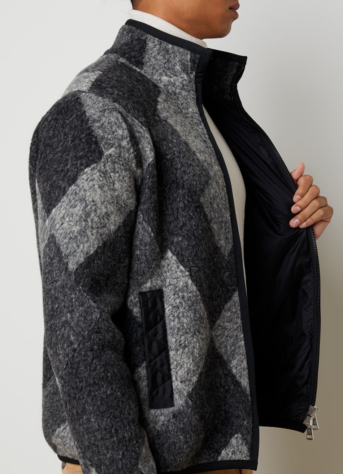Moncler Argyle jack in wolblend met ritszakken - detail 5 antraciet