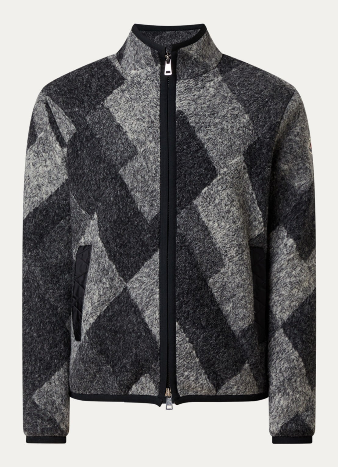 Moncler Argyle jack in wolblend met ritszakken - voorkant 2 antraciet