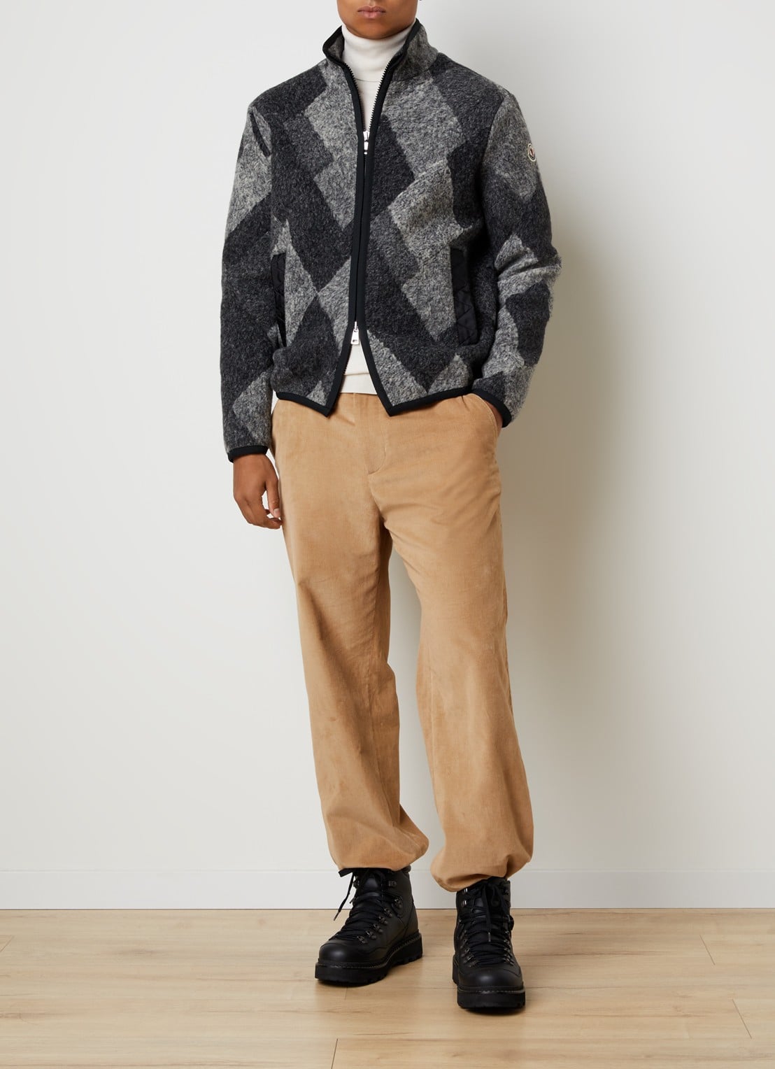 Moncler Argyle jack in wolblend met ritszakken - voorkant 3 antraciet