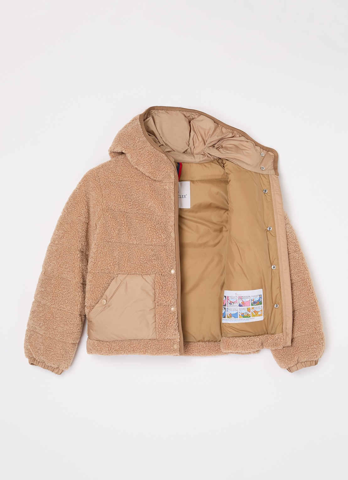 Moncler Audieu jack van teddy met capuchon - voorkant 2 camel