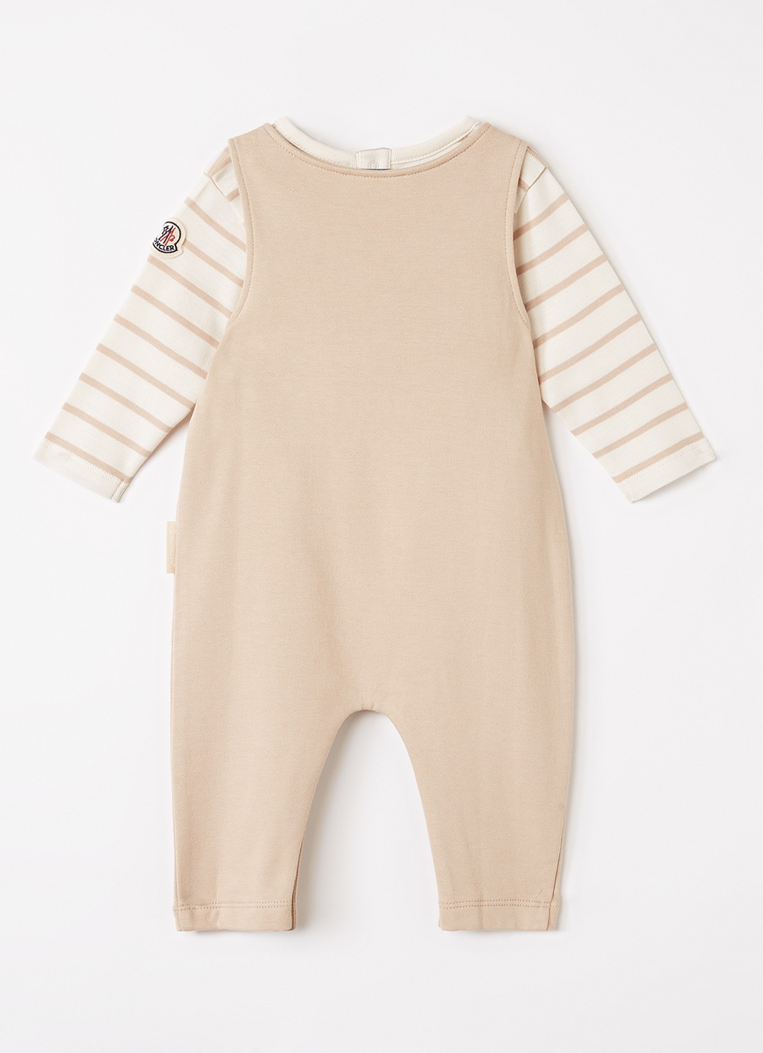 Moncler Babypak met streepprint en logo in giftbox - voorkant 3 beige