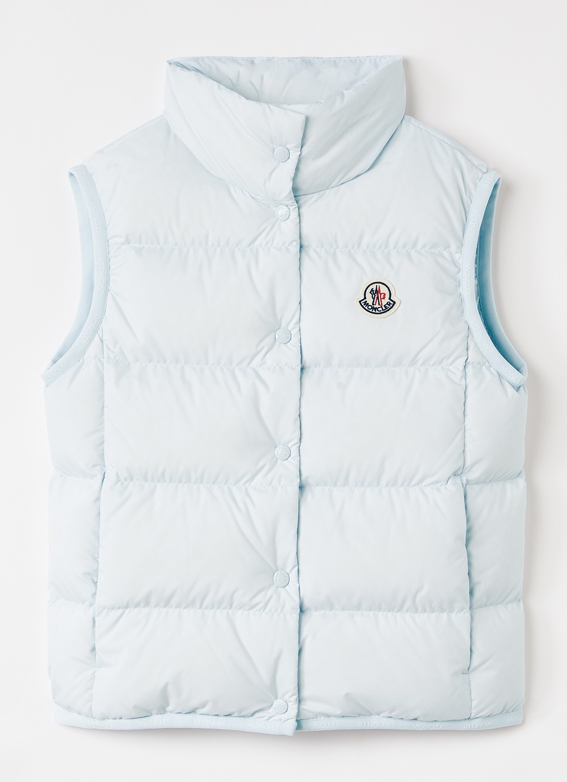 Moncler Badia bodywarmer met donsvulling - voorkant lichtblauw