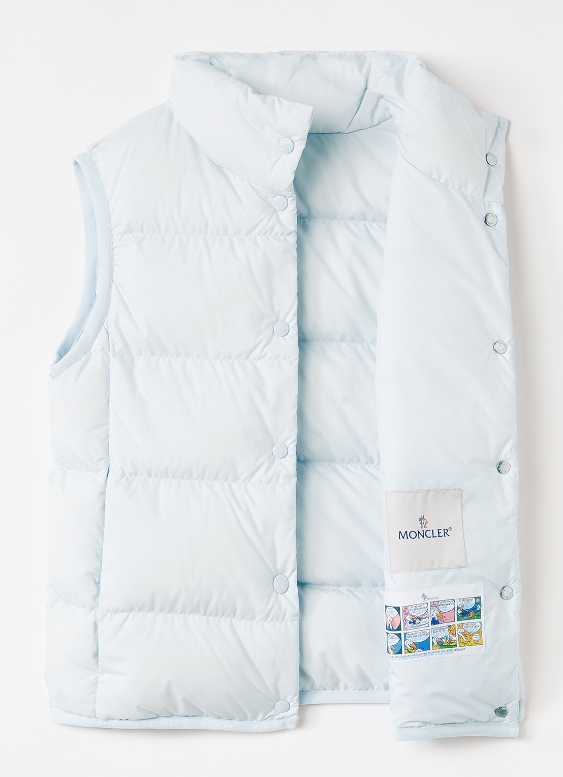 Moncler Badia bodywarmer met donsvulling - voorkant 2 lichtblauw