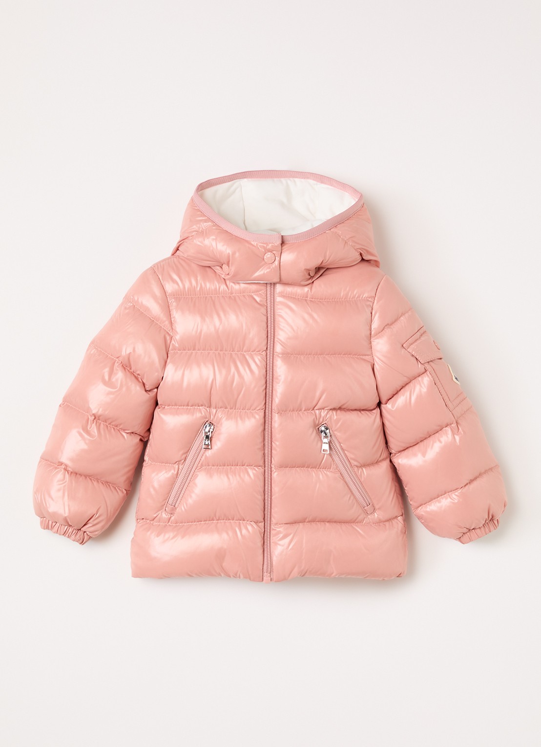 Moncler Bady puffer jack met donsvulling - voorkant oudroze