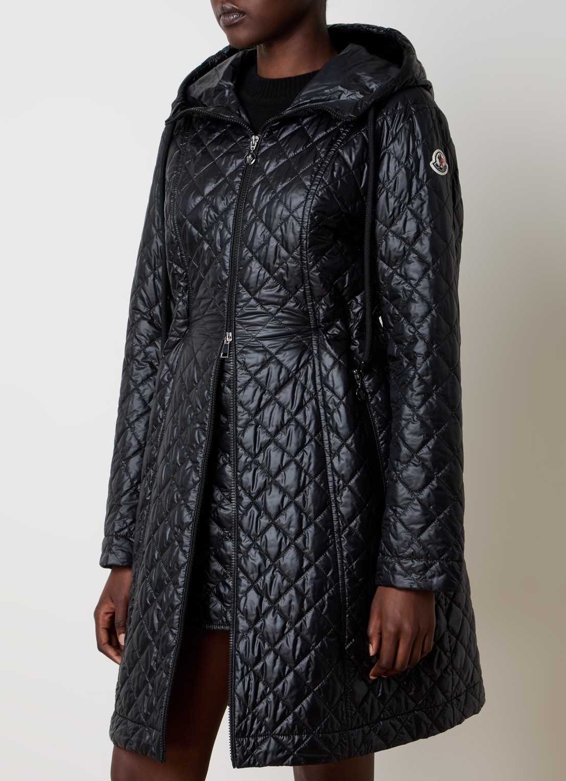 Moncler Bagnac gewatteerde jas met donsvulling en quilt patroon - detail 2 zwart