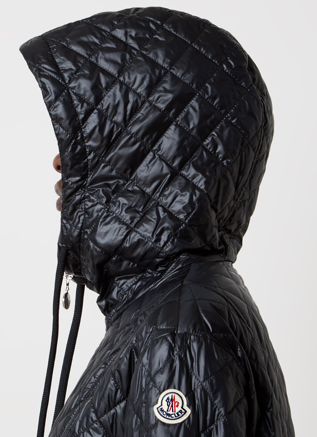 Moncler Bagnac gewatteerde jas met donsvulling en quilt patroon - detail 3 zwart