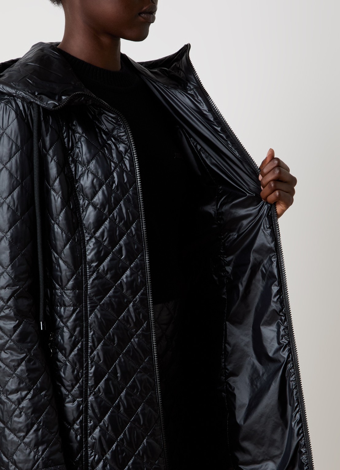 Moncler Bagnac gewatteerde jas met donsvulling en quilt patroon - detail 4 zwart