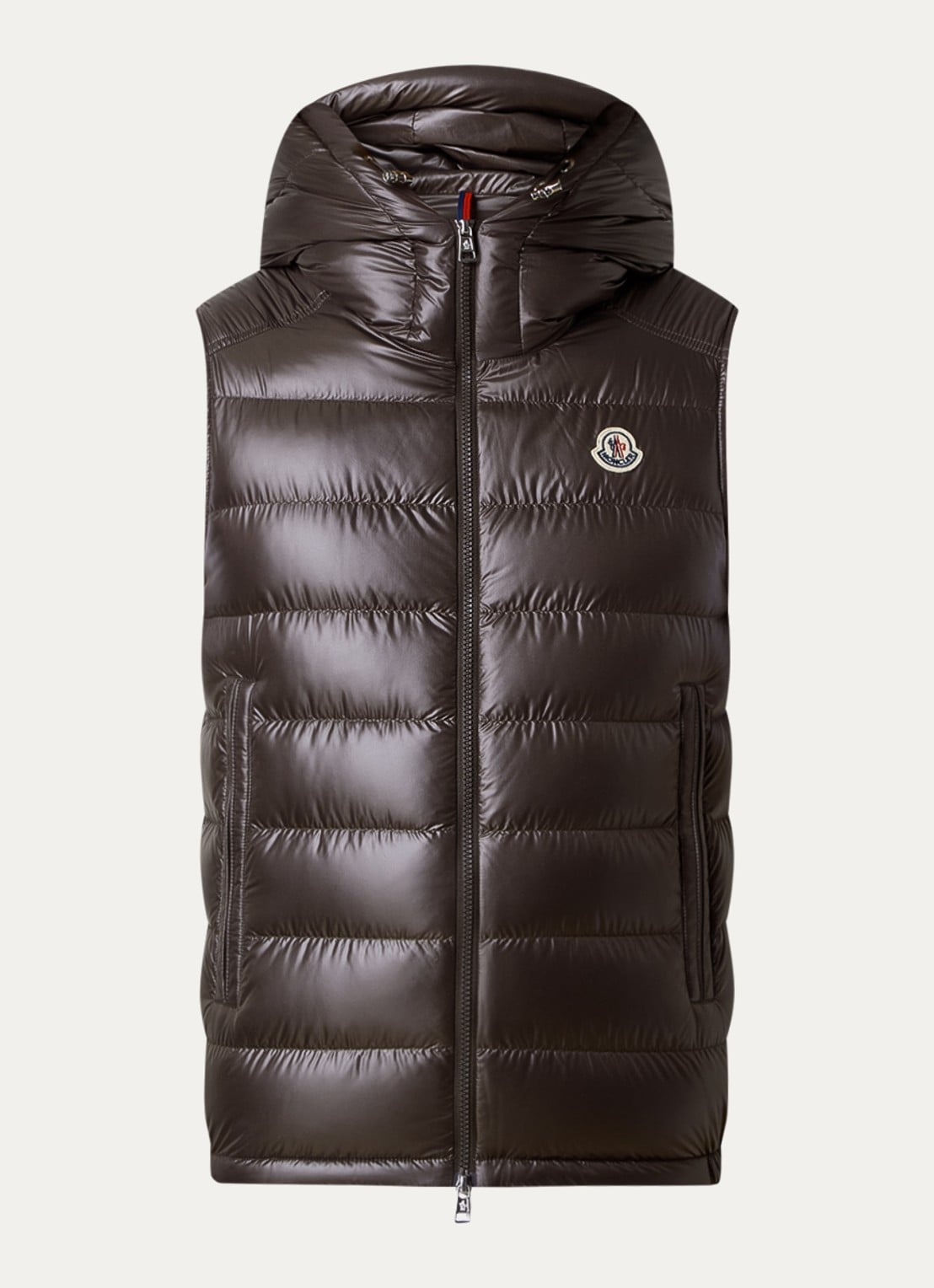 Moncler Barant gewatteerde bodywarmer met logo - voorkant 4 lichtbruin