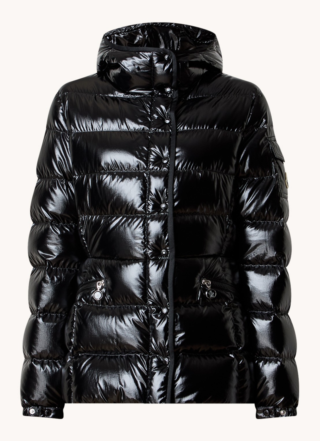 Moncler Barante puffer jack met donsvulling en capuchon - voorkant zwart