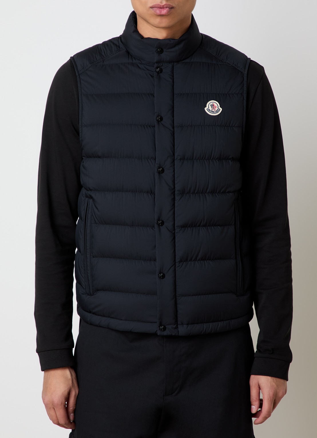 Moncler Barthe gewatteerde bodywarmer met donsvulling en logo - detail 2 zwart