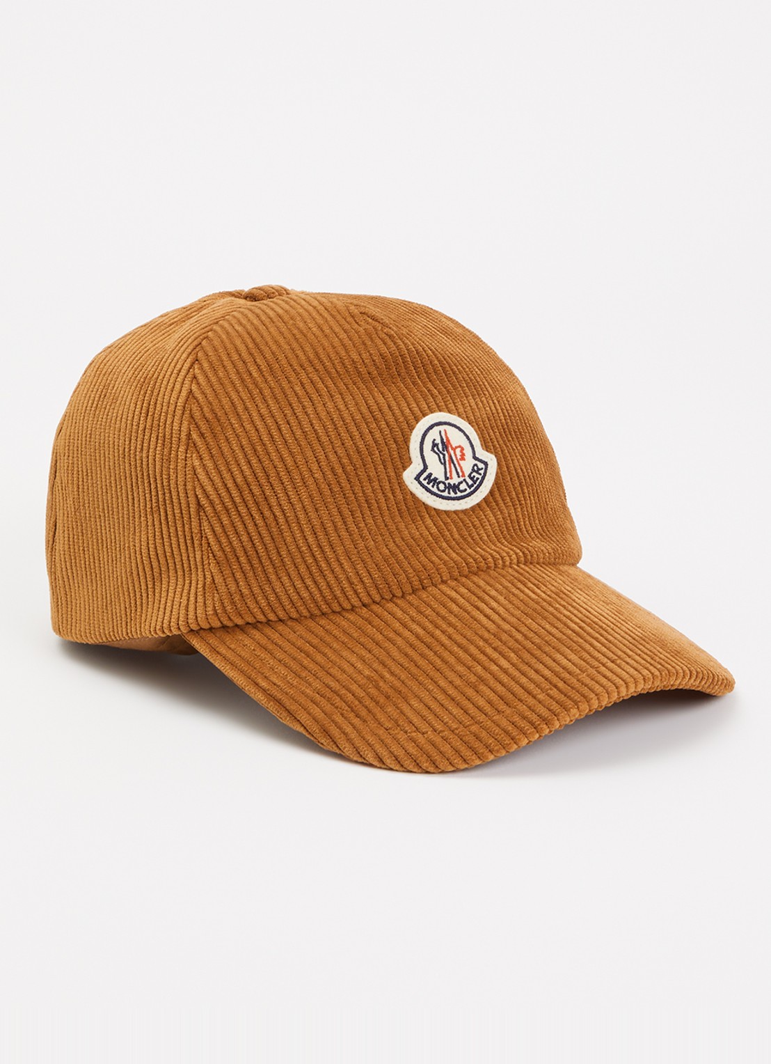 Moncler Baseball pet van corduroy met logo  - voorkant roestbruin