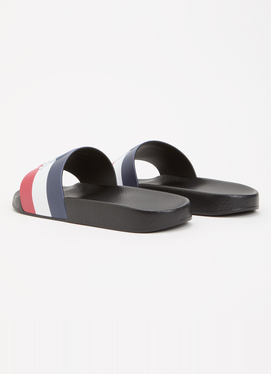 Moncler Basile slipper met streepprint en logo - achterkant 5 zwart