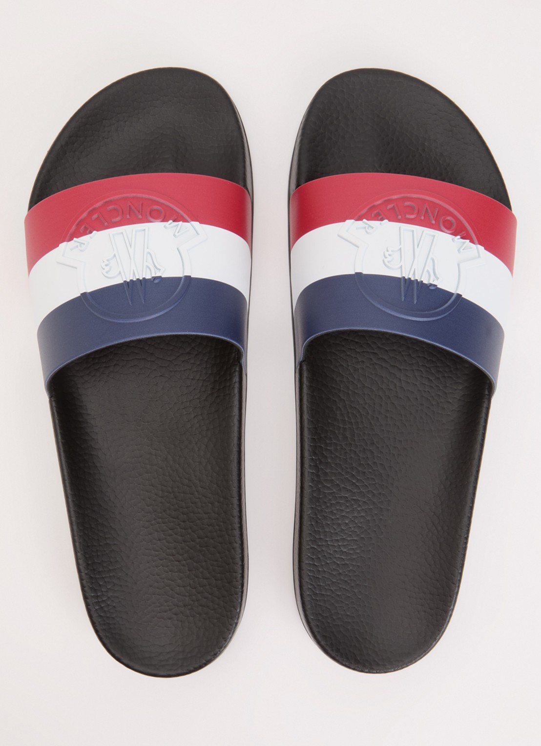 Moncler Basile slipper met streepprint en logo - detail 2 zwart