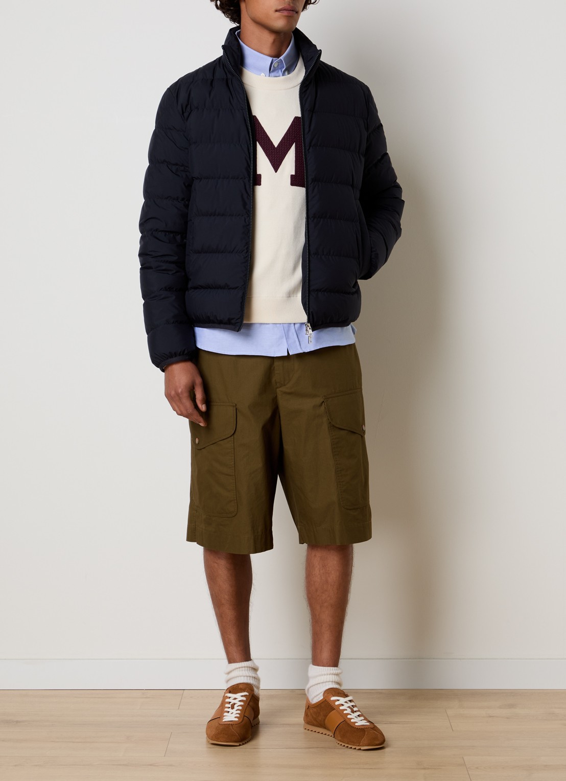 Moncler Baudinet puffer jack met donsvulling en logo - voorkant 6 donkerblauw