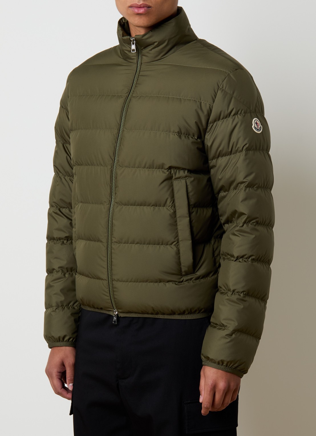 Moncler Baudinet puffer jack met donsvulling en steekzakken - detail 4 mosgroen