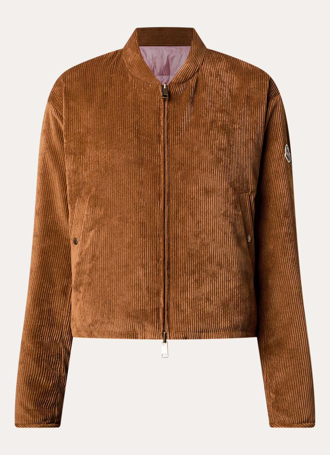 Moncler Blageon reversible bomberjack van corduroy met donsvulling - voorkant cognac