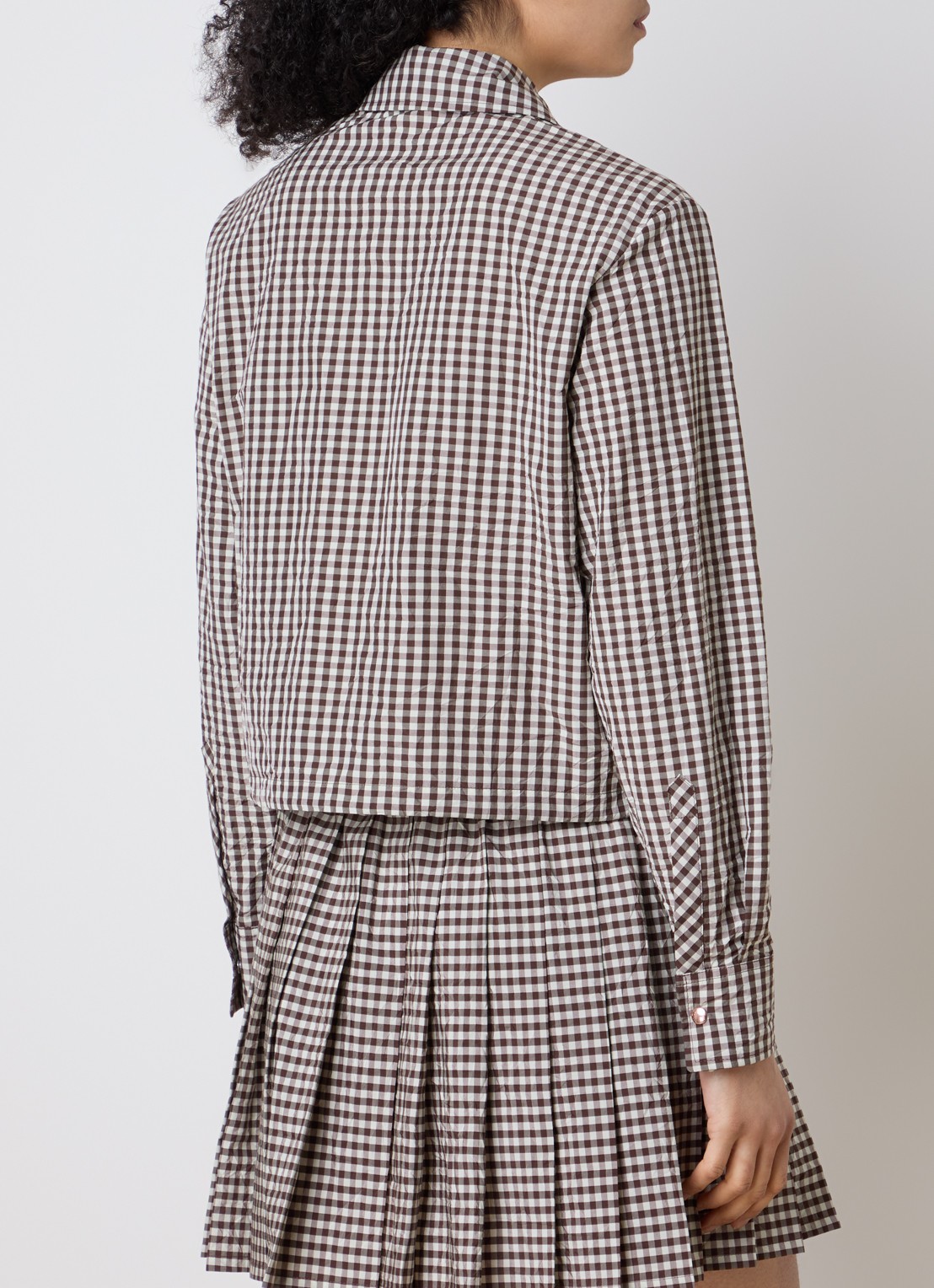 Moncler Blouse met ruitdessin en steekzakken - achterkant 3 bruin