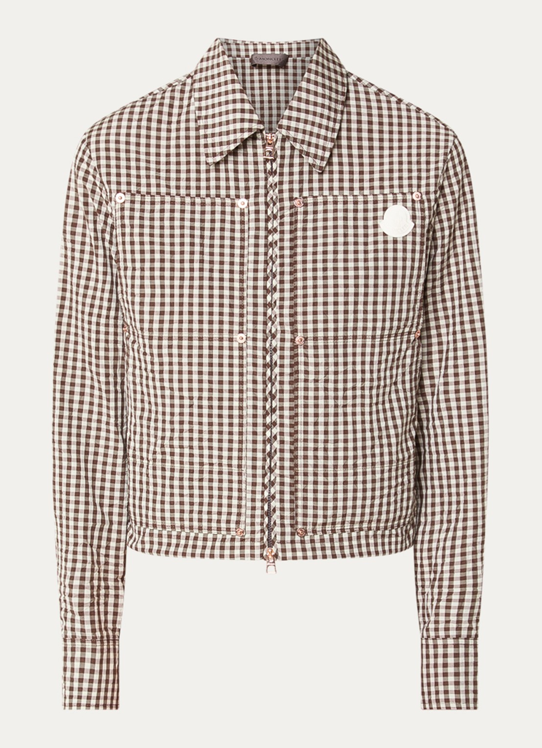 Moncler Blouse met ruitdessin en steekzakken - voorkant bruin