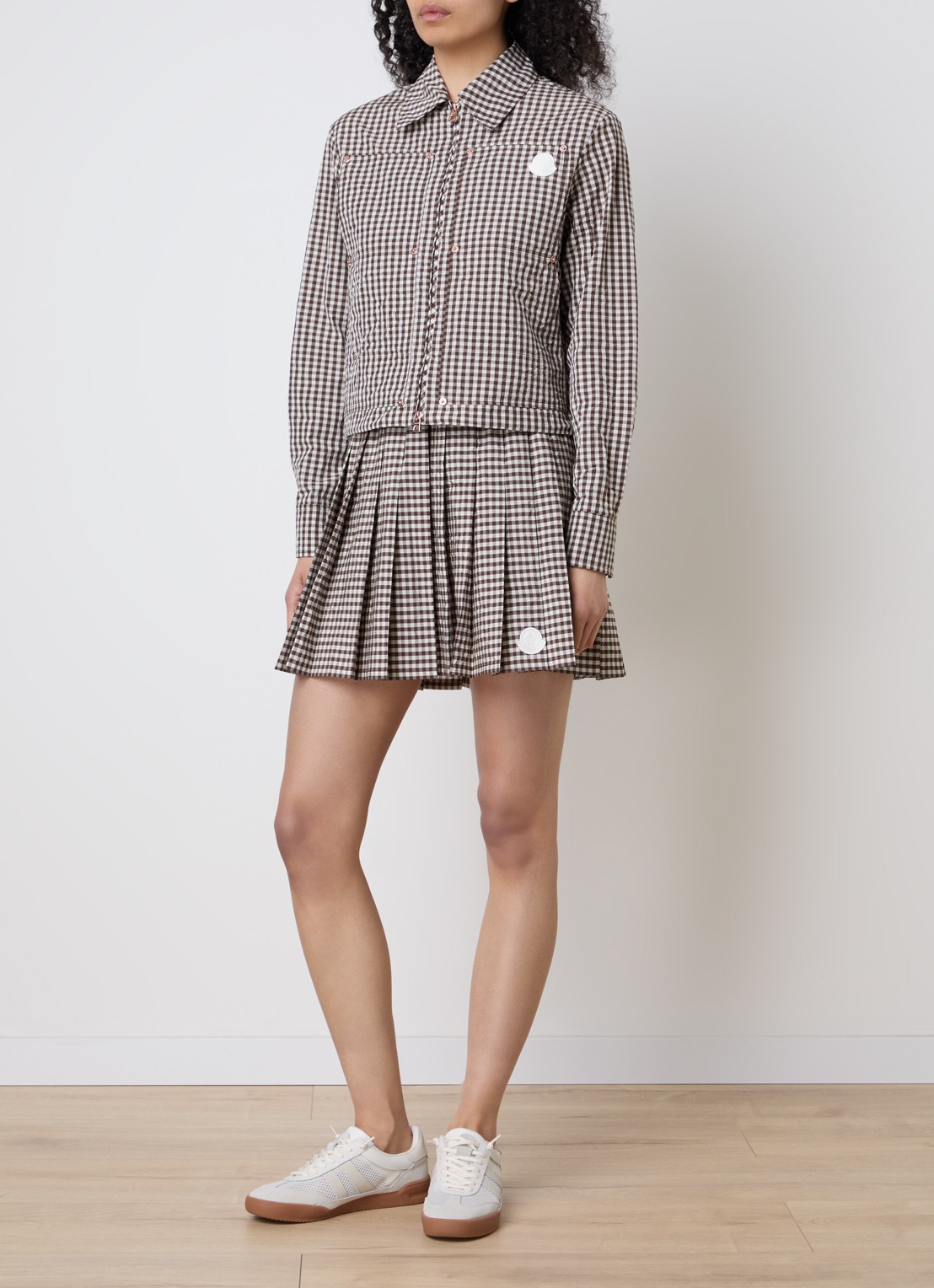 Moncler Blouse met ruitdessin en steekzakken - voorkant 2 bruin