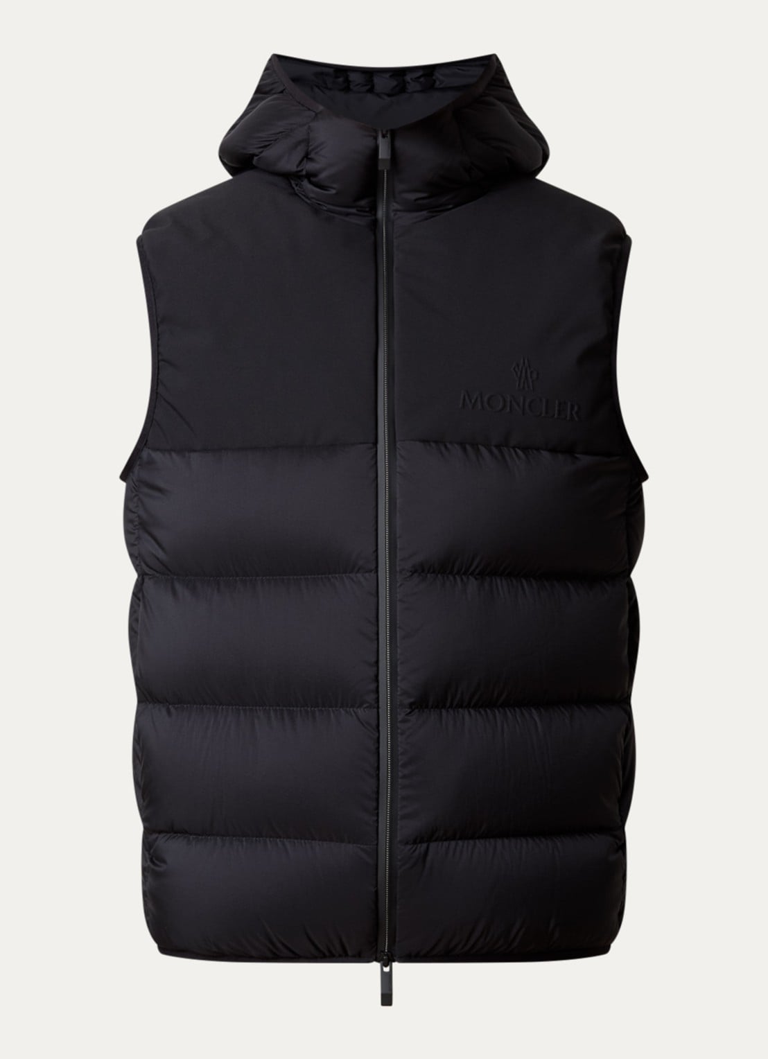 Moncler Bresse gewatteerde bodywarmer met donsvulling en capuchon - voorkant 5 zwart