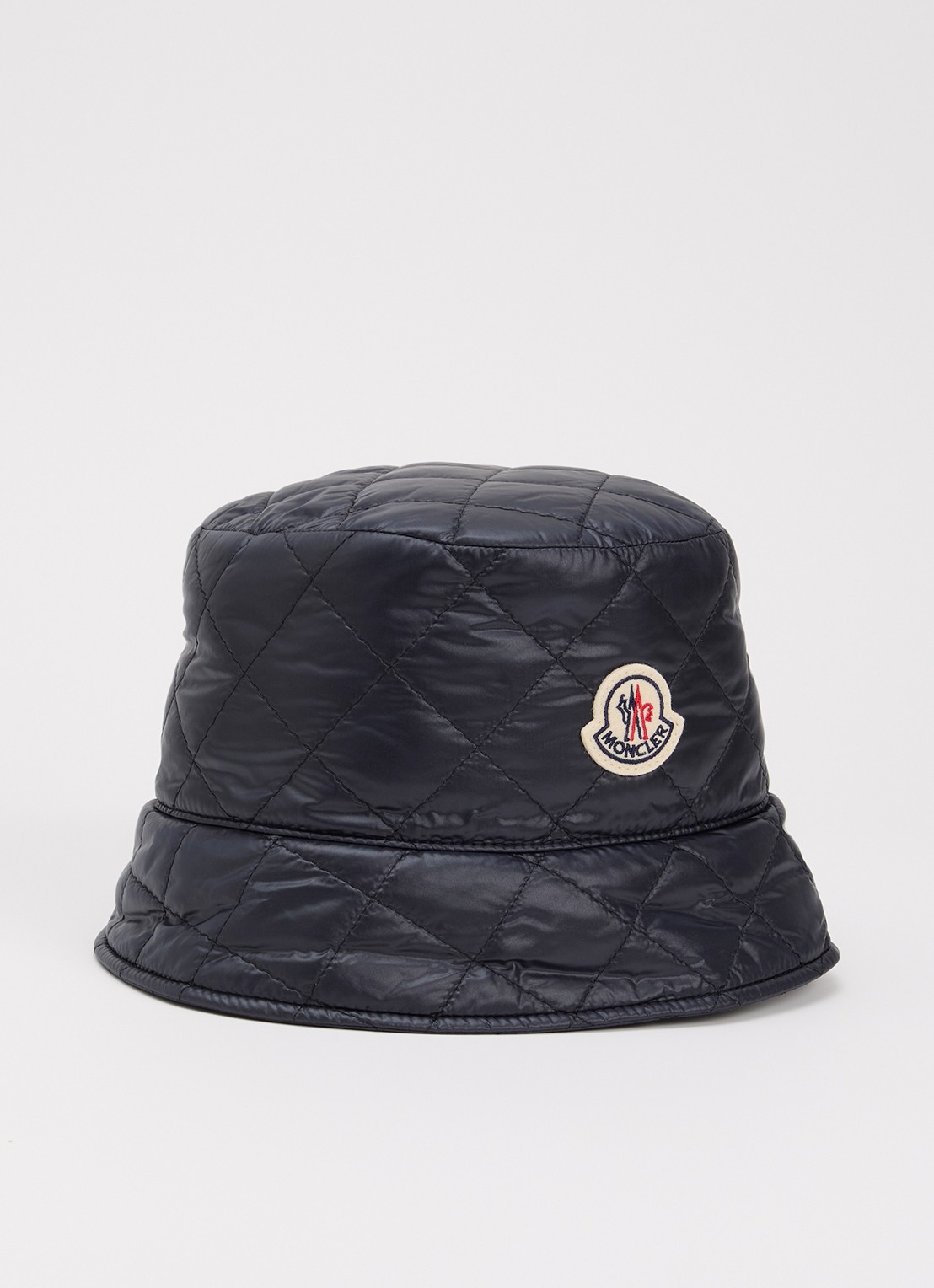 Moncler Bucket hoed met logo en quilt patroon - voorkant 2 donkerblauw