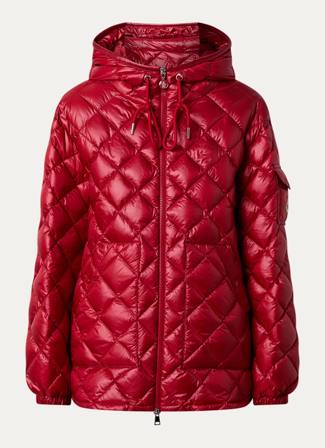 Moncler Camicia gewatteerde jas met donsvulling en quilt patroon - voorkant 4 kersenrood