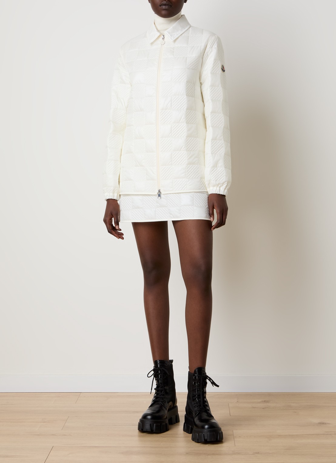 Moncler Camicia jack met ruitdessin - voorkant 3 beige
