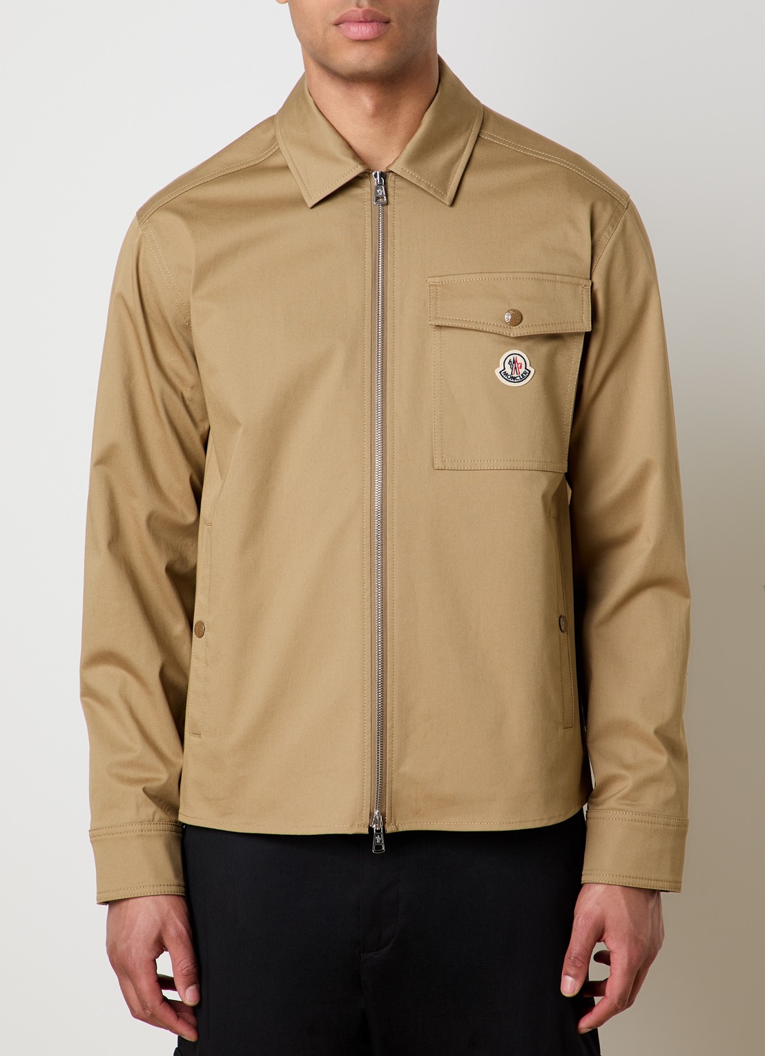 Moncler Camicia overshirt met borstzak - detail 4 cognac