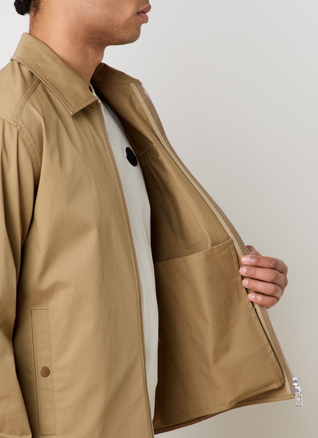 Moncler Camicia overshirt met borstzak - detail 5 cognac
