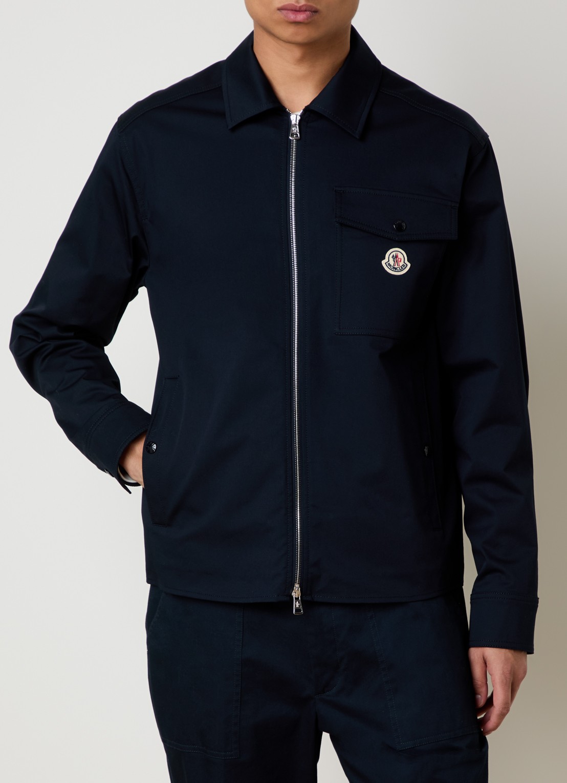 Moncler Camicia overshirt met borstzak - detail 3 donkerblauw