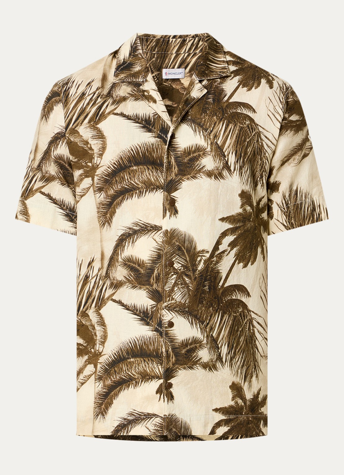 Moncler Camicia regular fit overhemd in linnenblend met bladprint - voorkant 2 beige