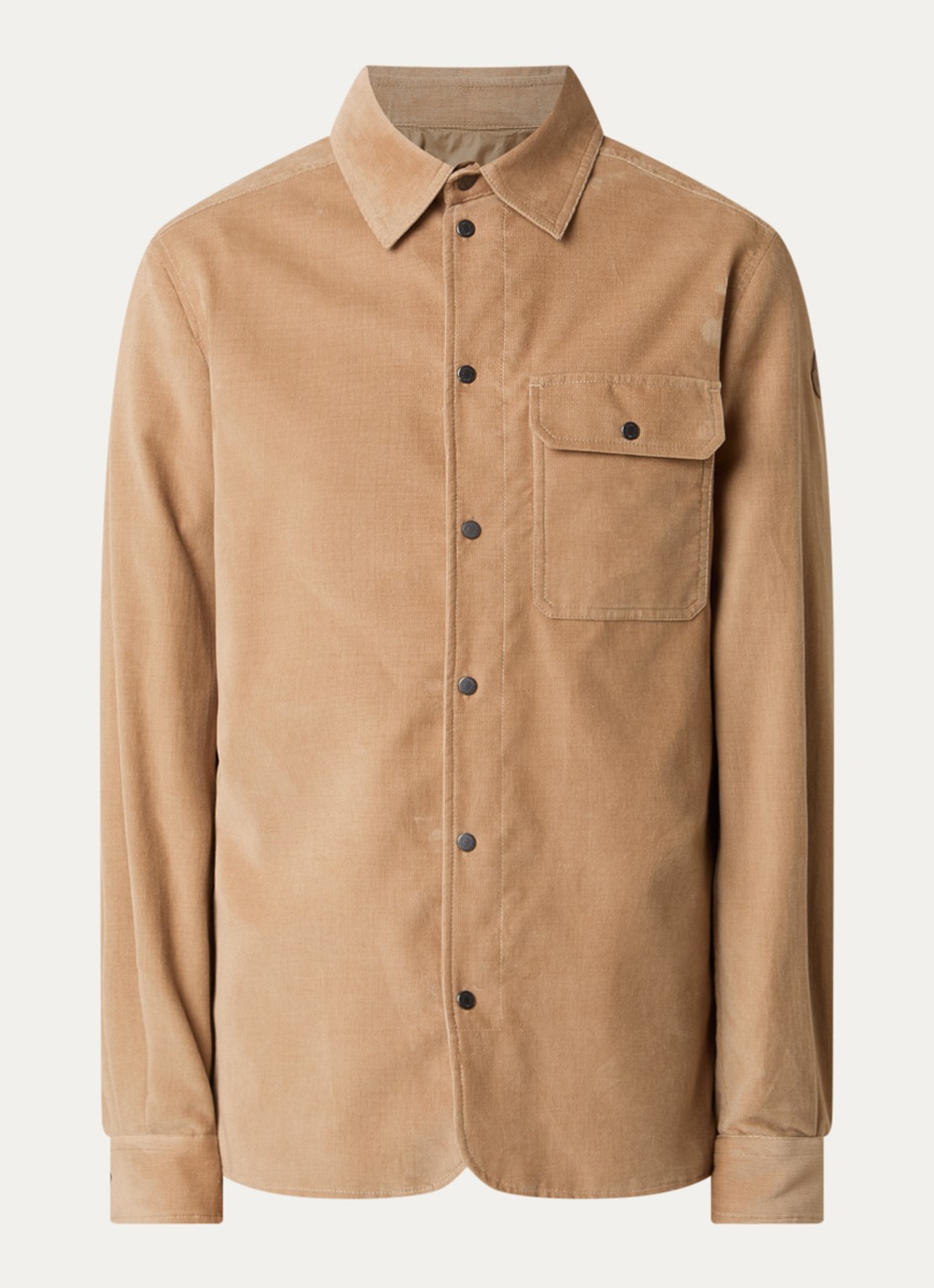 Moncler Camicia regular fit overhemd van corduroy met borstzak - voorkant zand