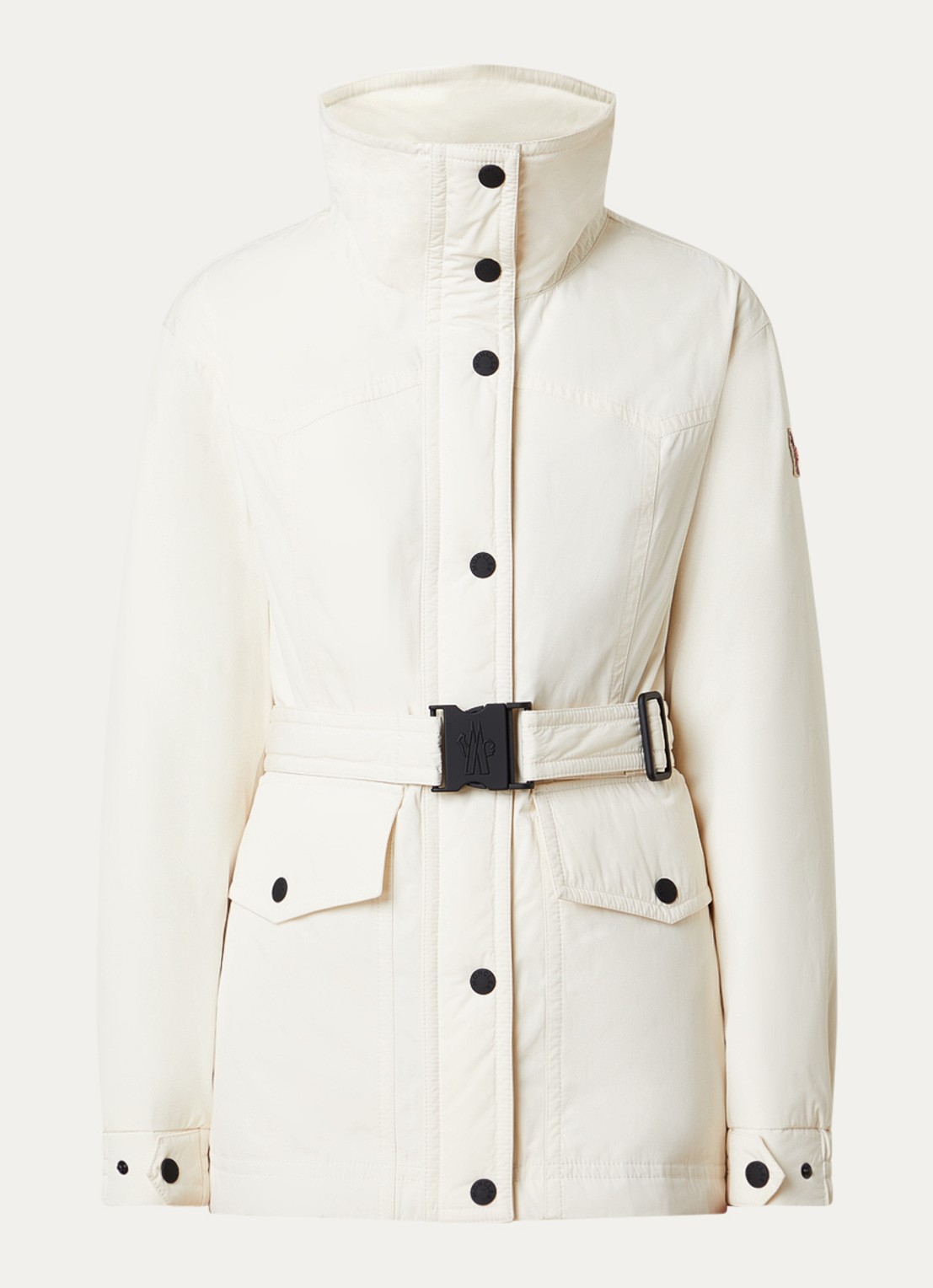 Moncler Caramany ski-jas met logo en opstaande kraag - voorkant 5 naturel
