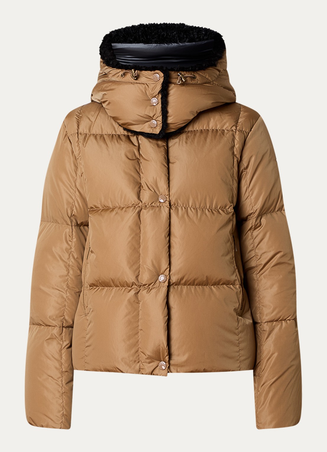 Moncler Castelnou puffer jack met afneembare capuchon - voorkant camel