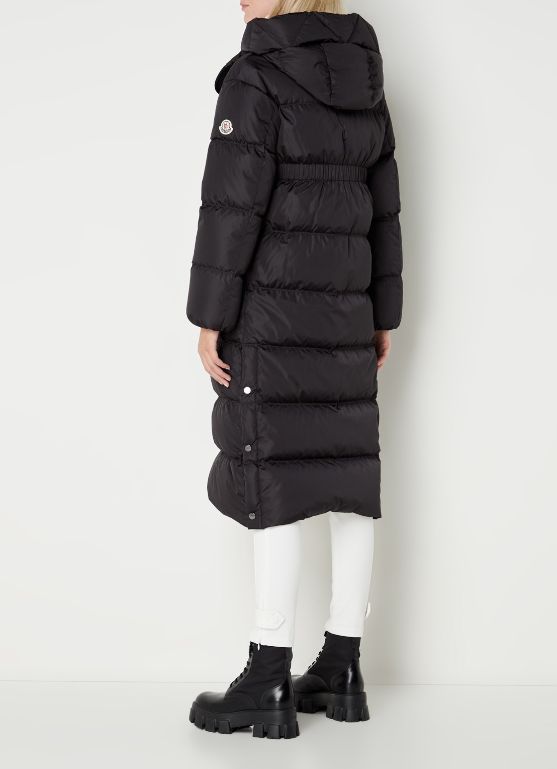 Moncler Catchet longline puffer jas met donsvulling en ritszakken  - achterkant zwart