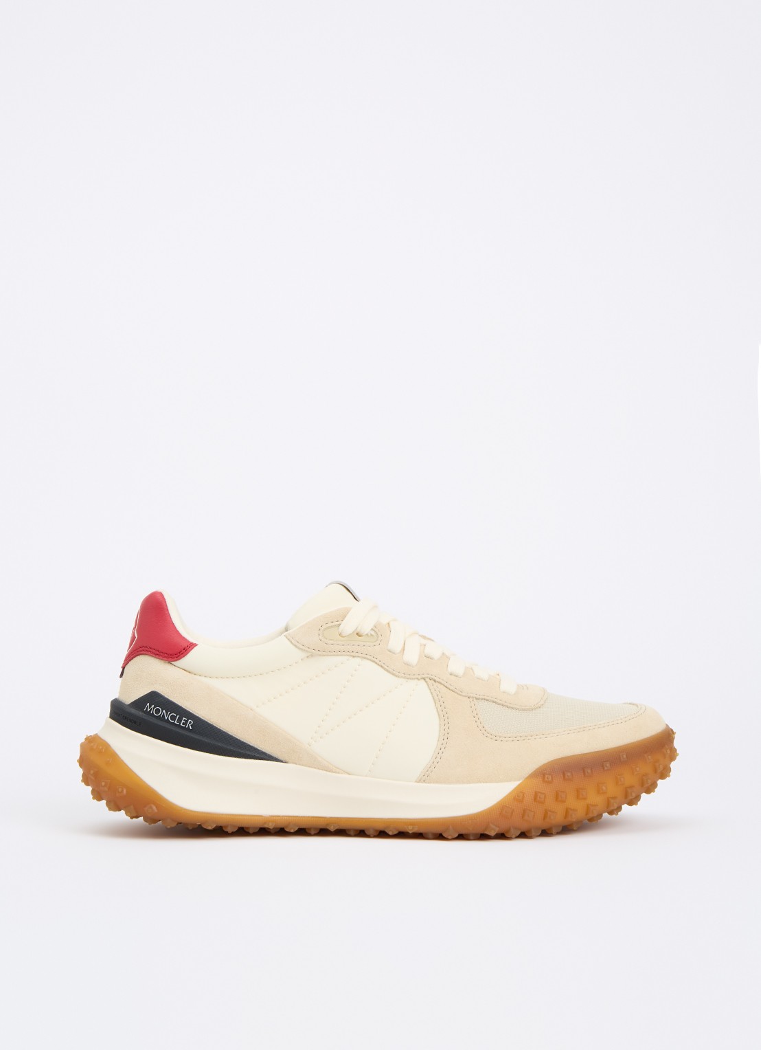 Moncler City Trek sneaker met suède detai;s - voorkant beige