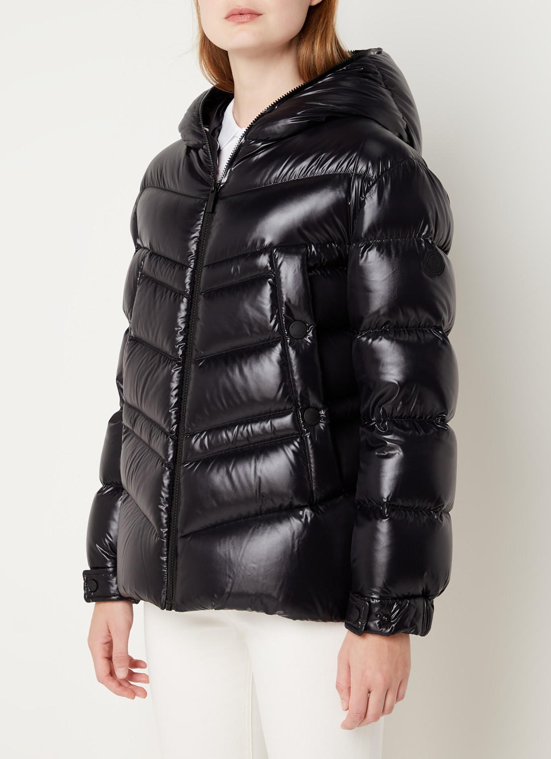 Moncler Clair puffer jack met donsvulling en steekzakken  - detail zwart