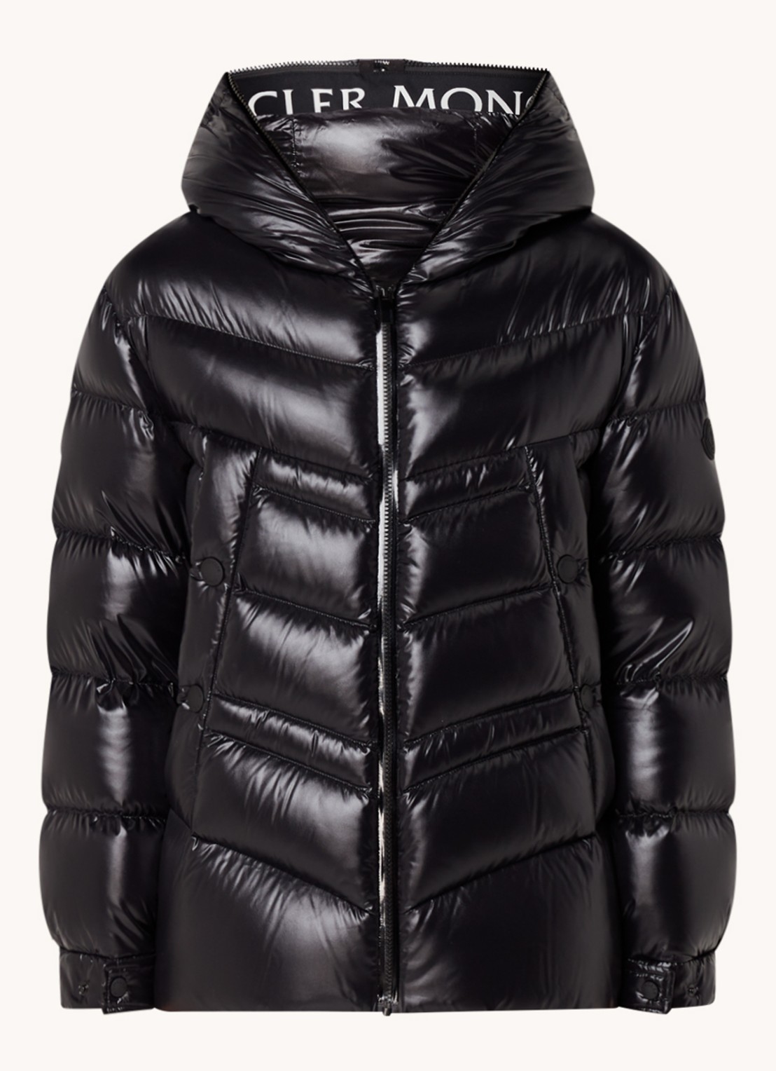 Moncler Clair puffer jack met donsvulling en steekzakken  - voorkant 4 zwart