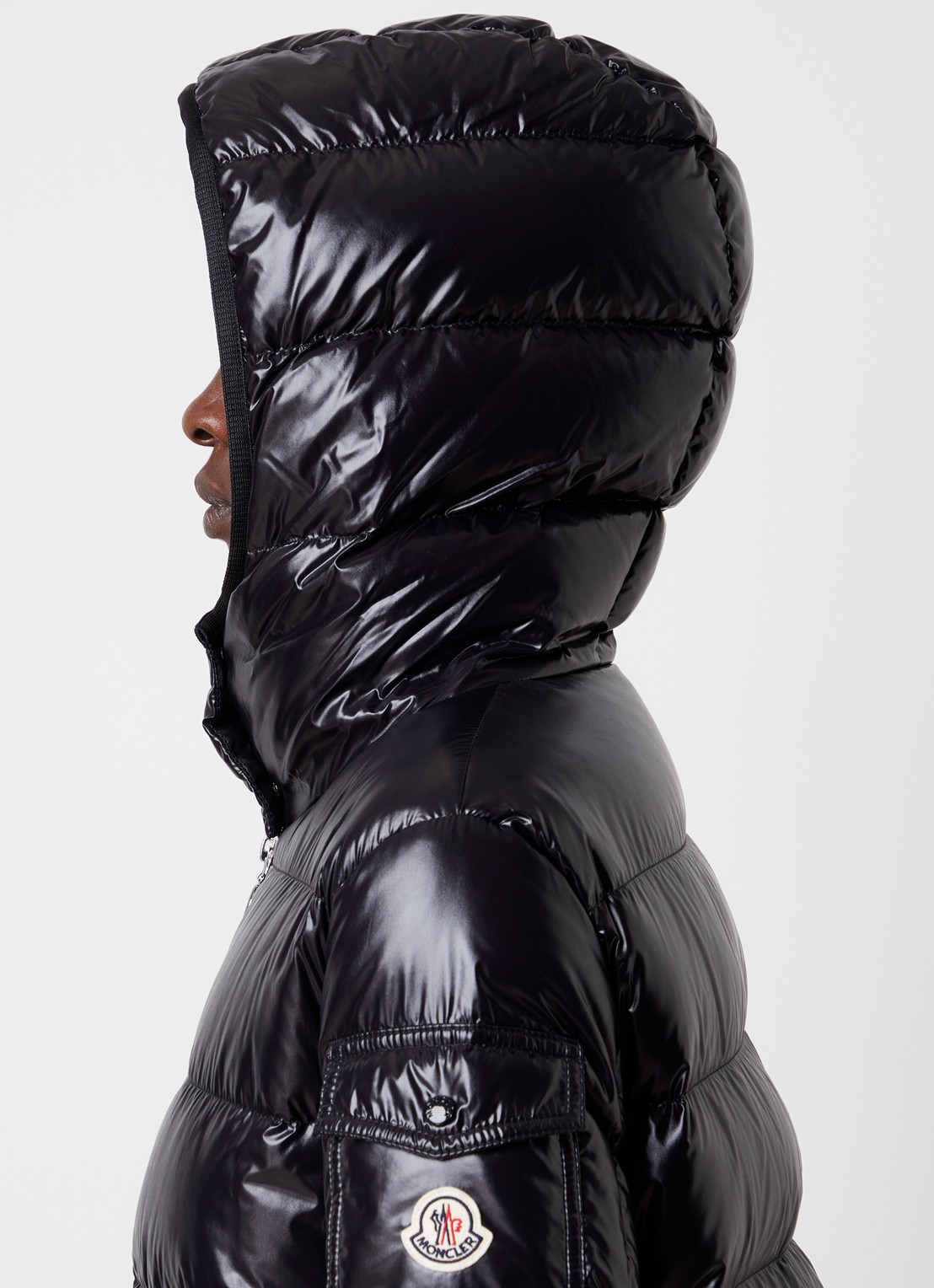Moncler Courcelles puffer jack met donsvulling en ritszakken - detail 2 zwart