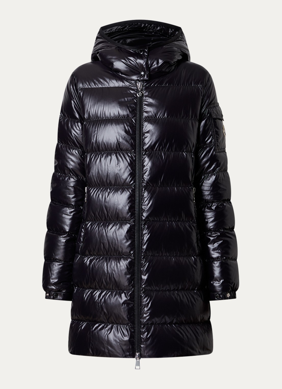 Moncler Courcelles puffer jack met donsvulling en ritszakken - voorkant 4 zwart