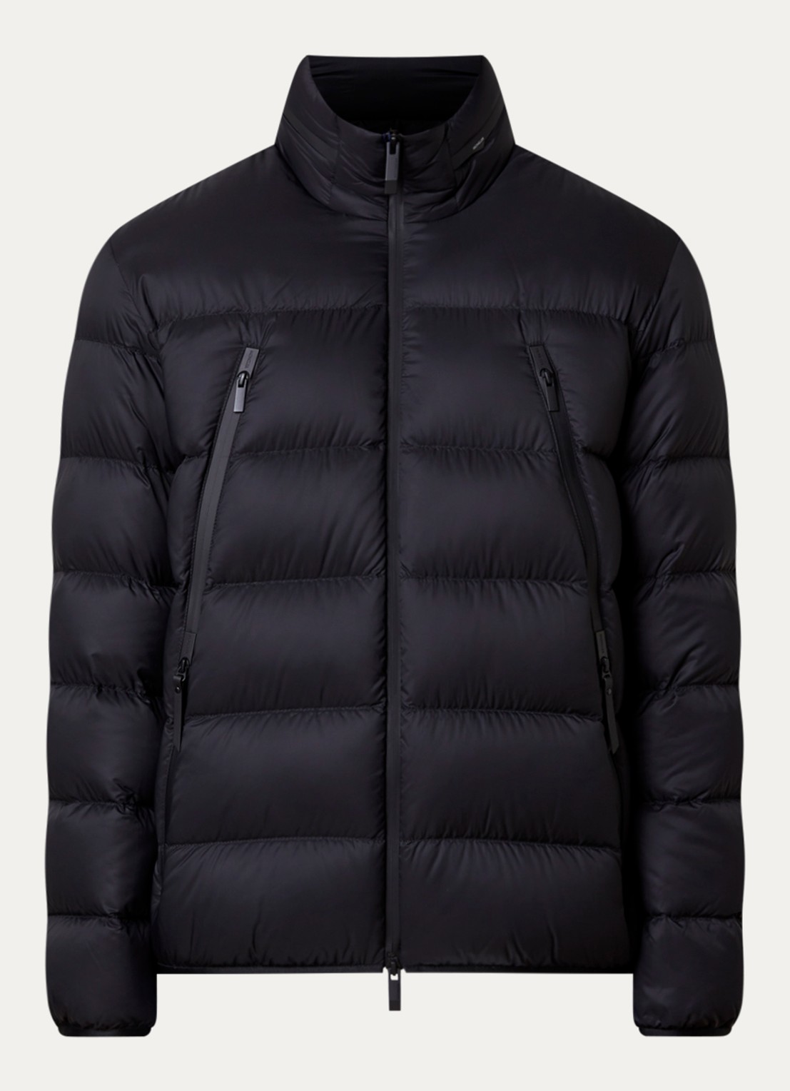 Moncler Dalalven puffer jack met donsvulling en opbergbare capuchon - voorkant zwart